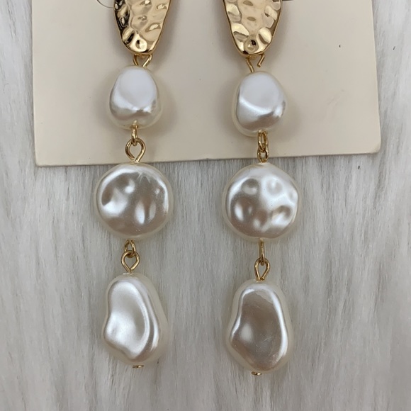 4/$20 A New Day Gold & Pearl 3” Drop Earrings - Picture 3 of 4